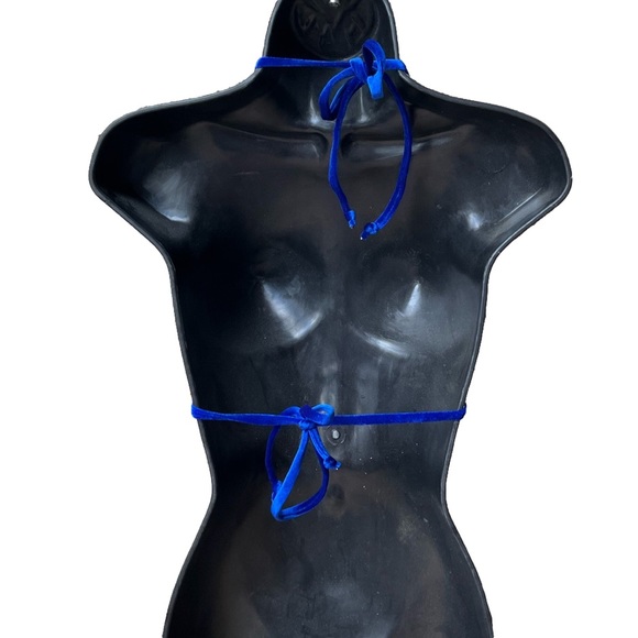 Zaful blue velvet bikini top size 4 padded NWT - Picture 2 of 5